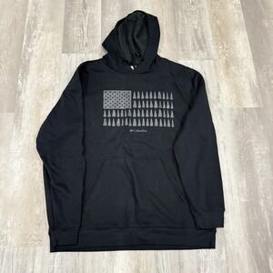 Columbia Men's Tall‎ XLT Black Hoodie Trek Graphic American Flag Outdoors NEW